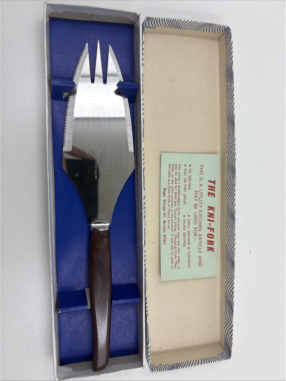 Vintage KNI-FORK Sheffield England Pie Server Fish Lifter Cake Server w/ Box MCM